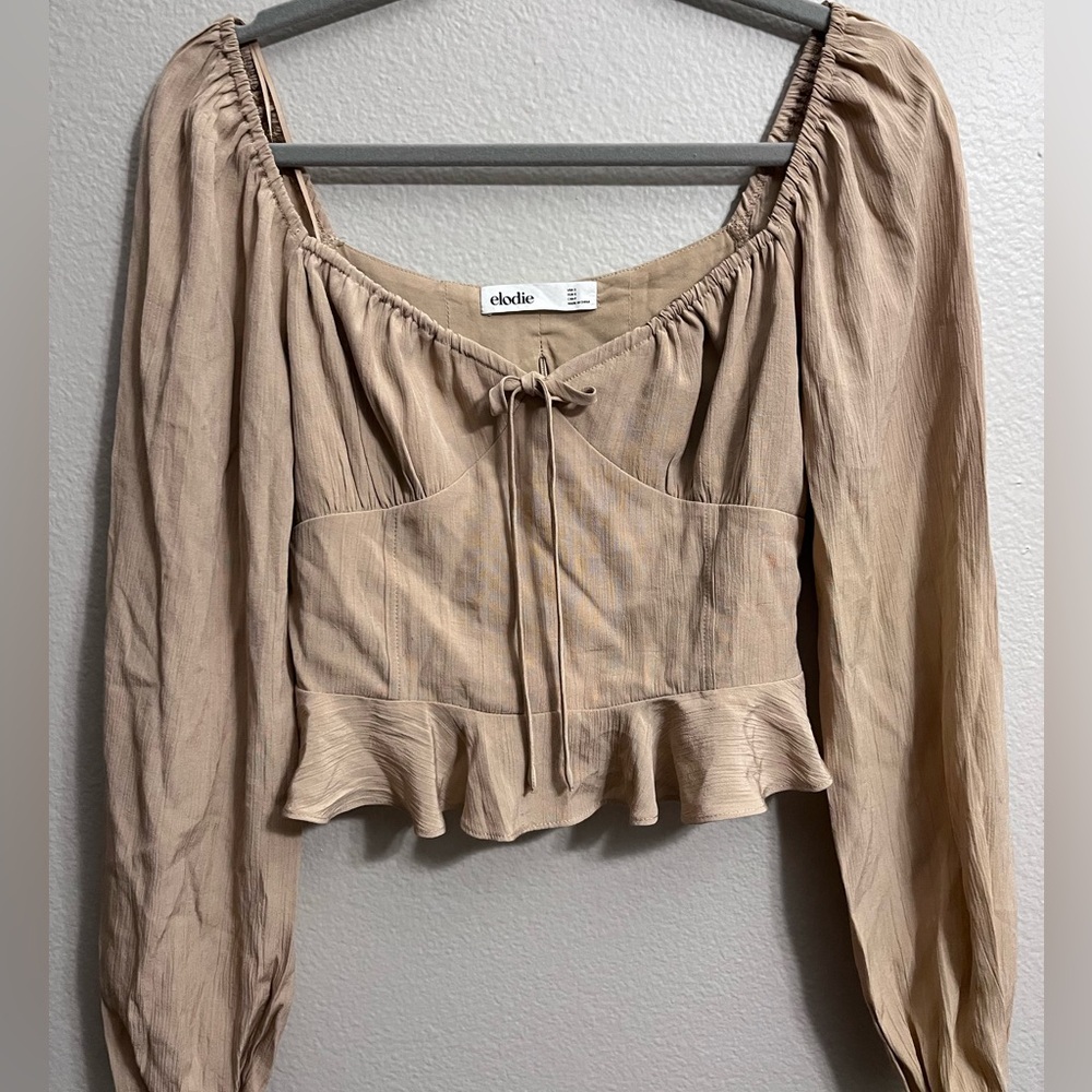 Cute tan long sleeve top